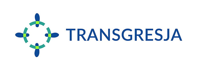 logo Fundacji Transgresja - na białym tle napis drukowanymi grantowymi literami TRANSGRESJA